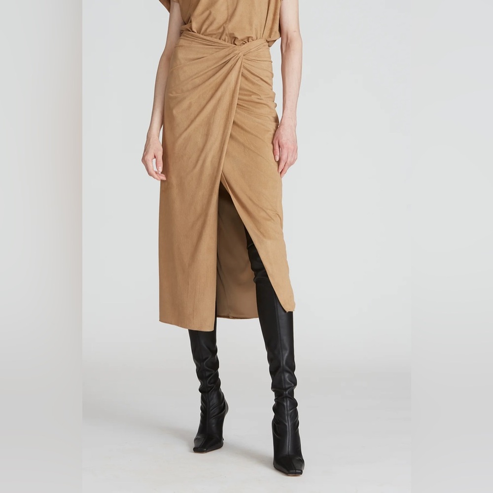 Halston Sylvia Draped Suede Skirt sz 2